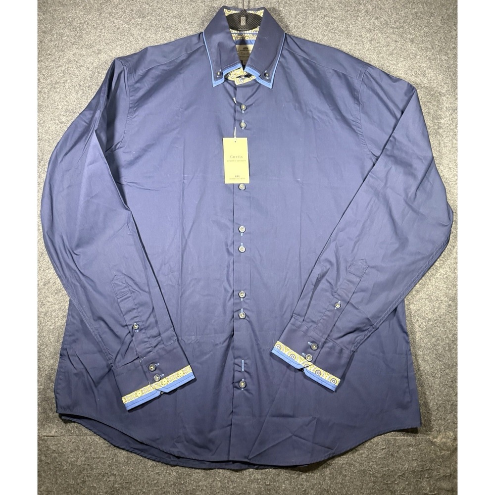 Hawes & Curtis Curtis Limited Edition Men's Navy Long Sleeve Button-Down Shirt